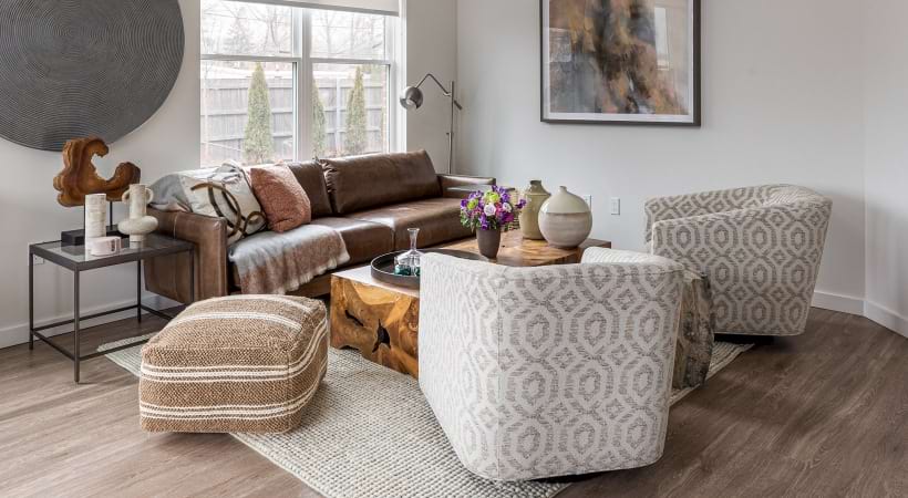 Open space living area with natural lighting